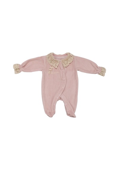 Bebegen Kız Bebek Lila Dantelli Yakalı Kadife Çıtçıtlı Tulum Çok Renkli