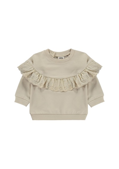 Civil Baby Fırfırlı Basic 6-18 Ay Sweatshirt - Bej Taş Rengi