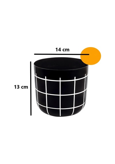 Omnipazar Krs-211 Dekoratif Karo Desenli Saksı 1.4 Litre No 1 Siyah