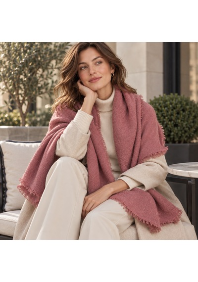 Rose Élite Premium Gül Kurusu Şal Soft Touch Yumuşak Dokulu, Püsküllü, Oversize Kadın Kışlık Omuz Ve Boyun Şalı Çok Renkli