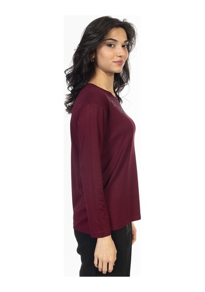 Mutlu City Yeni Model Taş İşlemeli Yuvarlak Yaka Likralı Anne Penye Bluz 6435-vişne Çürüğü Mutlu City Yeni Model Taş İşlemeli Yuvarlak Yaka Likralı Anne Penye Bluz 6435-vişne Çürüğü