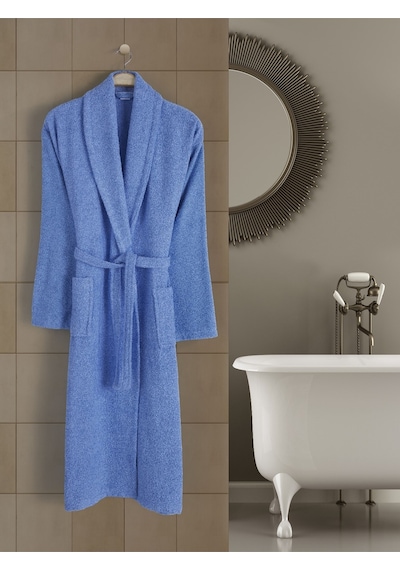 Mavi Büyük Beden Şalyaka Pamuklu Hamam Sauna Banyo Battal Kadın Erkek Unisex 3xl 4xl Bornoz