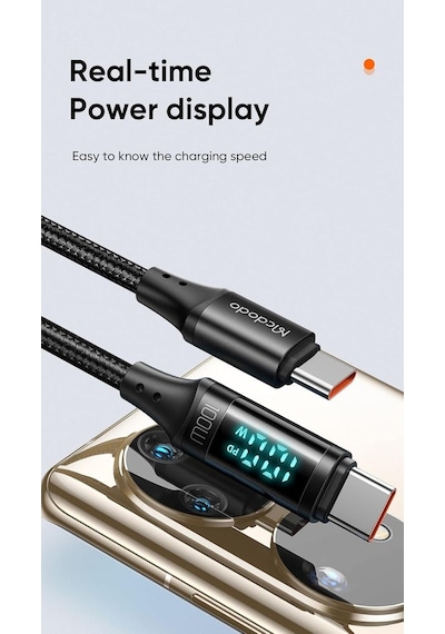 Mcdodo Ca-1100 100w Type-c To Type-c Dijital Ekran Sarj Kablosu 1.2m
