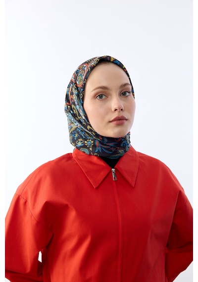 Mirsoy Scarf Rana Etnik Desen Eşarp Siyah