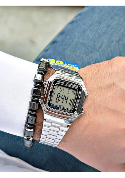 Casio Kare Dijital   Klasik Erkek Kol Saati + Bileklik Hediyeli Nda89
