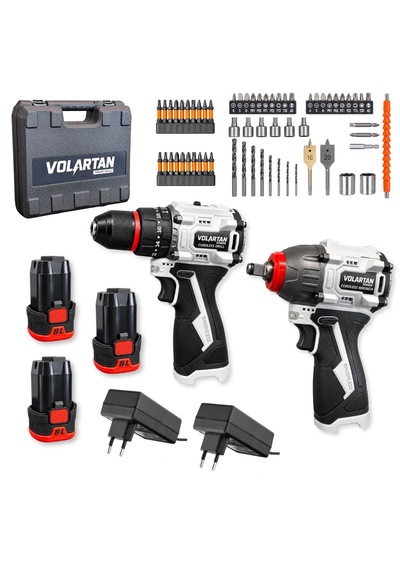 Volartan Delta Vth-2002 2 Li Akülü El Aleti Seti Darbeli Matkap + Somun Sıkma + 3x2.0ah