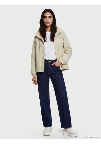Lcw Vision Bej Dik Yaka Oversize Kadın Mont