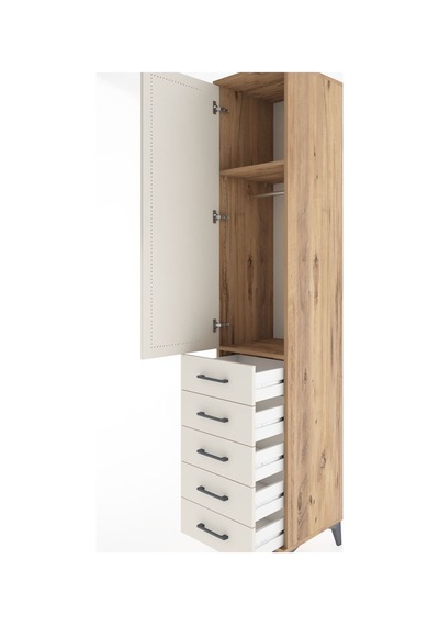 Hyperion Dolap 2 Raflı 5 Çekmeceli Tek Askılı 44x44x221 Çam-aytaşı Atlas Çam