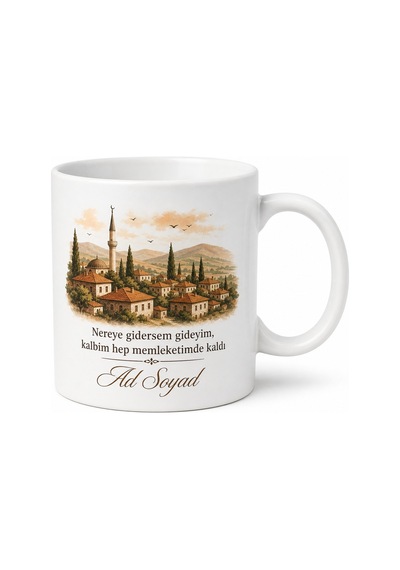 Memleketinden Kopamayanlara Özel Kupa Bardak Hediye Porselen Mug Beyaz / Çok Renkli