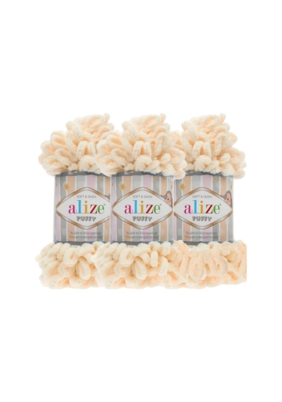 Puffy 3 Lü Paket El Örgü İpi - Şişsiz 100g X 3 Adet Renk No: 742 - Vanilya