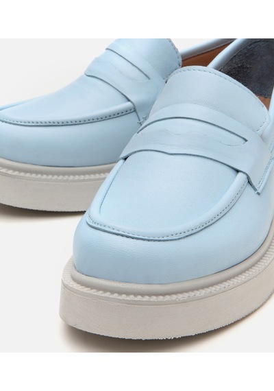 Hotiç Kadın Deri Mavi Kalın Tabanlı Klasik Loafer