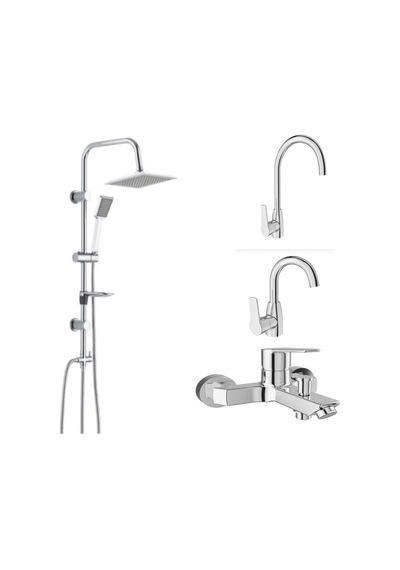 Mare Banyo Döner Lavabo Mutfak Bataryası Ve Tema 53260 Raın Pratik Tepe Duş Seti Krom