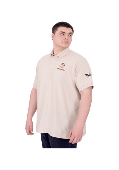 Mode Xl Büyük Beden Erkek T-shirt Pike Polo Yaka U25305 Bej Bej