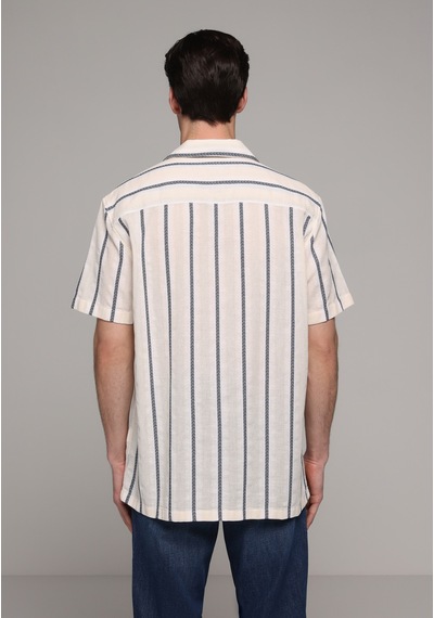 Colin's Colins Regular Fit Apaj Yaka Çizgili Erkek Lacivert Kısa Kol Gömlek Cl1080102 Q1.v2 Nav