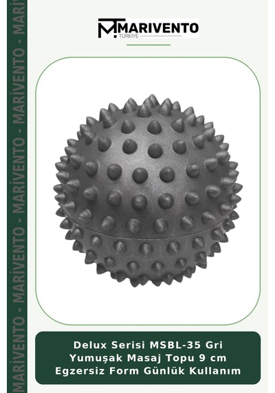 Delux Serisi Msbl-35 Gri Yumuşak Masaj Topu 9 Cm Egzersiz Form Günlük Kullanım