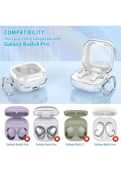 Samsung  Uyumlu - Galaxy Buds 4 Pro Kılıf Askı Aparatlı Transparan Silikon Şeffaf
