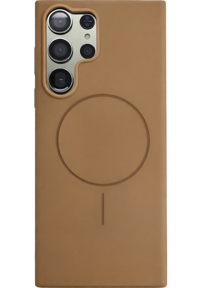 Samsung Galaxy S23 Ultra Uyumlu İçi Kadife Magsafe Wireless Şarj Özellikli Camel Renkli Telefon Kılıfı Camel