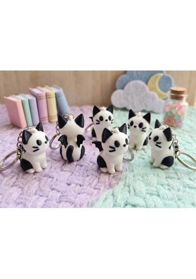 Kanatlı ve Kanatsız Kedi Anahtarlık (2'li Set) - Çiftli Set