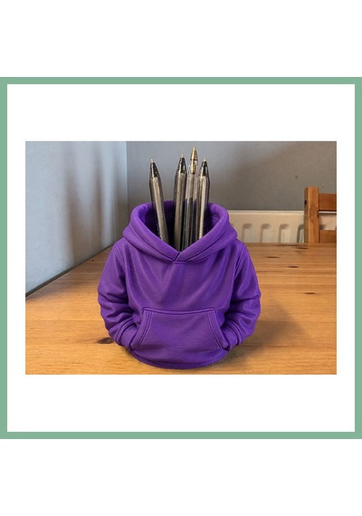 Bşkvirgo 3d Baskı Kapüşonlu Sweatshirt Kalemlik - Masaüstü Organizer-mor Bsk2026