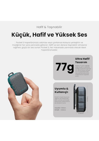 HiFuture Pocket S BT5.4 IPX7 5W TWS Su Geçirmez Mini Hoparlör
