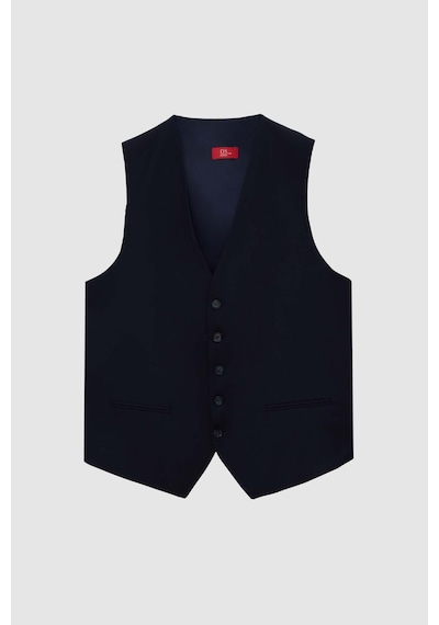 D's Damat Ds Damat Slim Fit Lacivert Mono Yaka Tek Yırtmaçlı Astarlı Takim Elbise Yelekli 4HFY5ORT01599 Lacivert