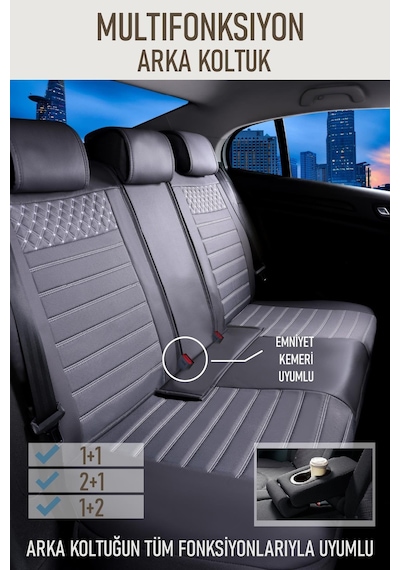 Ssangyong Torres Uyumlu Lüx Deri Oto Koltuk Kılıfı Ön Arka Takım Elit Füme