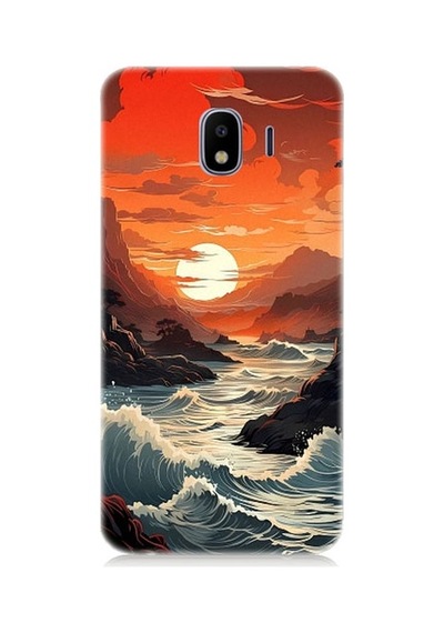 Samsung Galaxy J4 Duo Uyumlu Deniz Dağ Ve Gün Batımı Desenli Silikon Kılıf