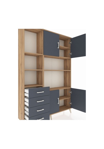 Arges Dolap 8 Raflı 4 Çekmeceli 4 Kapaklı 132x30x195 Çam-antrasit/antrasit Antrasıt/antrasıt Arges Dolap 8 Raflı 4 Çekmeceli 4 Kapaklı 132x30x195 Çam-antrasit/antrasit Antrasıt/antrasıt