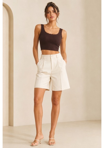 Loule Kadın 3'lü Dantel Detaylı Fitilli Crop Top Siyah-beyaz-kahverengi Çok Renkli