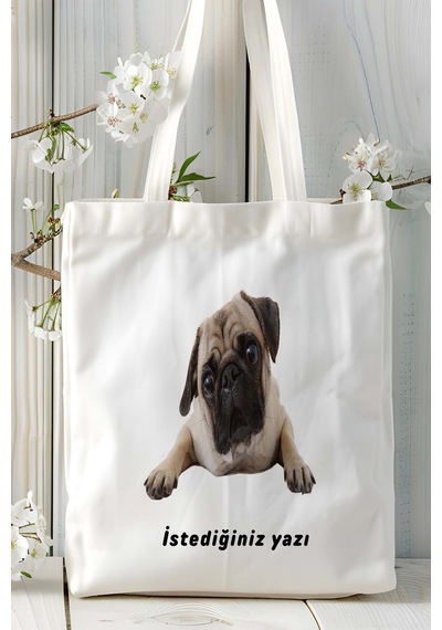 Art Hediye Pug Doberman Köpek Baskılı Omuz Çanta Kişiye Özel Model 23 Çok Renkli