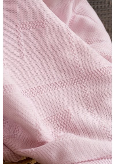 Toffy Toz Pembe Harf İşlemeli Örgü Bebek Battaniyesi 100x100 Pembe