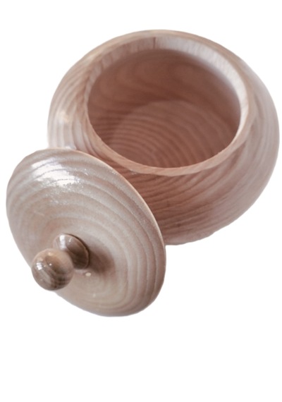 Ahşap Şekerlik İri Boy Kapaklı 14. 5 Cm Bej