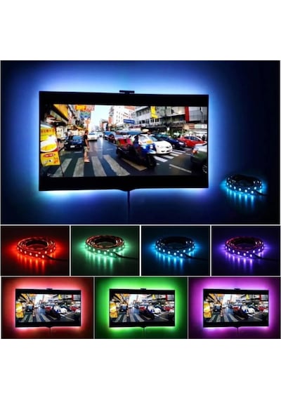 Sese Duyarlı Tv Arkası Rgb Şerit Led Kumandalı 2 Metre