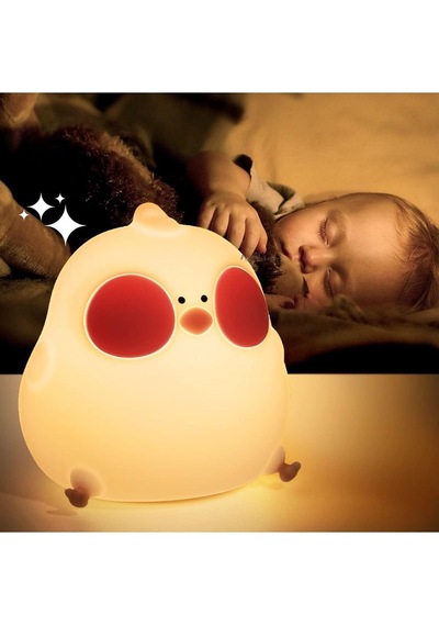 Çocuk Bebek Odası Gece Lambası, Led Rgb Işıklı, Dokunmatik Silikon, Sarı, 9 X 13 Cm Genel