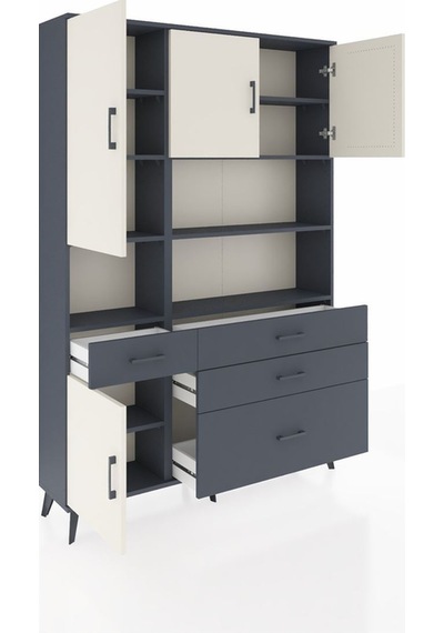 Arges Dolap 9 Raflı 4 Çekmeceli 4 Kapaklı 132x30x195 Antrasit-aytaşı/antrasit Aytası/antrasıt Arges Dolap 9 Raflı 4 Çekmeceli 4 Kapaklı 132x30x195 Antrasit-aytaşı/antrasit Aytası/antrasıt