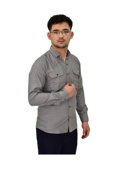 Erkek Spor Likralı Gömlek Bgl-st04343 Gri