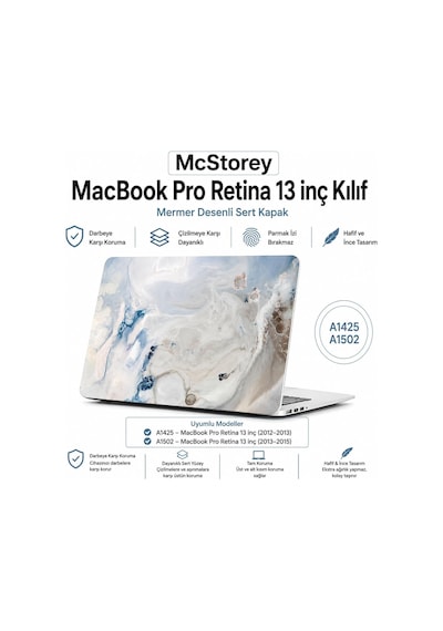 Macbook Pro 13 İnç Kılıf A1425 A1502 Uyumlu Sert Kapak Hard Case Koruyucu Retina 13 Laptop Kılıfı Çizilmeye Dayanıklı İnce Hafif Tam Koruma R-39