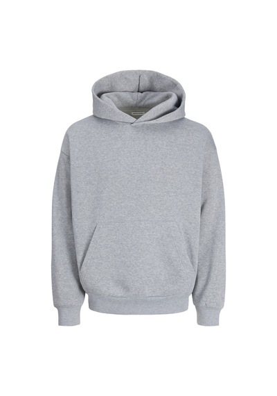 Jack & Jones Erkek Loose Fit Kapüsonlu Hoodie - Collie - 12301971 Gri Melanj