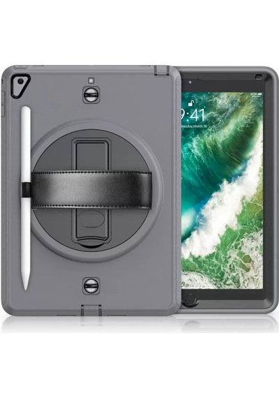 Newface Apple İpad Uyumlu - 5 Air 9.7 Kılıf Strap-c Otterbox Tablet Kapak - Gri Arka Kapak