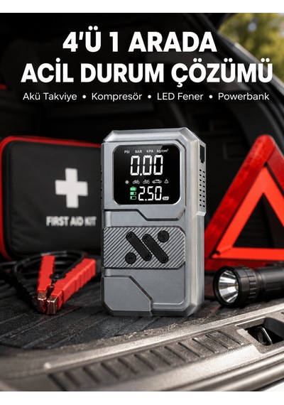 Shnstore Araçlar İçin Akü Takviye Lastik Şişirme Ve Powerbank Cihazı Shntknd0720