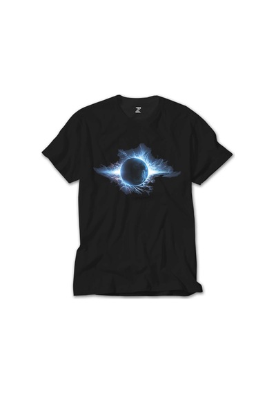 Planet Charged With Blue Energy Siyah Tişört Siyah