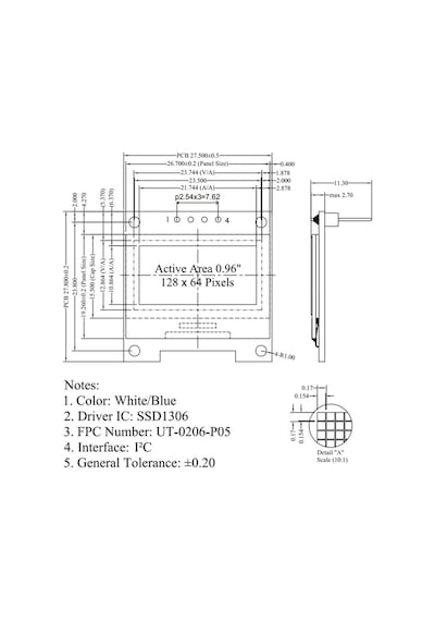 0.96 Inch Beyaz Oled Lcd Modül 128x64 Pixel Iıc I2c Seri 0.96 Ekran