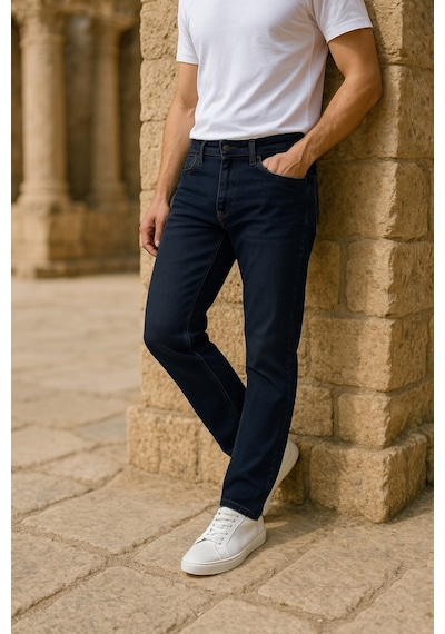 Cedy Denim Xcedy Premium Yüksek Kalite Erkek Klasik 5 Cep Yüksek Bel Regularfit Esnek Boru Paça Pantolon Lacıvert