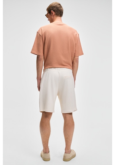 Grımelange MALYES Erkek Beli Lastikli Kordonlu Yanda Çift Arkada Tek Cepli Relaxed Fit Krem Şort & Bermuda