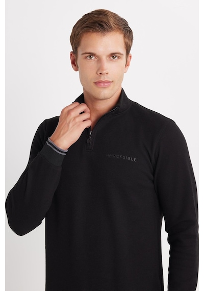 Tudors Erkek Slim Fit Dar Kesim Pamuklu Yarım Fermuarlı Dik Yaka Siyah Sweatshirt-35783 Siyah Tudors Erkek Slim Fit Dar Kesim Pamuklu Yarım Fermuarlı Dik Yaka Siyah Sweatshirt-35783 Siyah