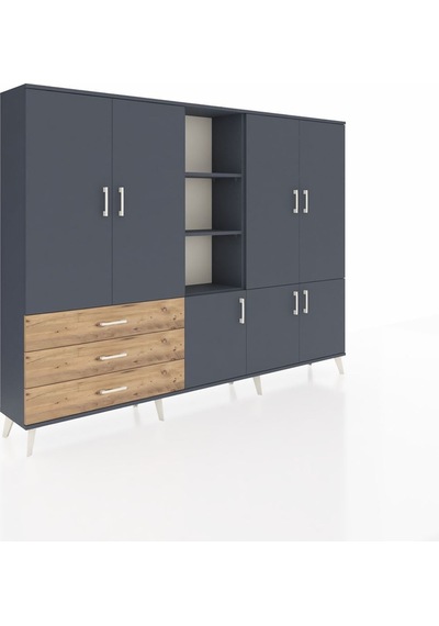 Arges Dolap 11 Raflı 3 Çekmeceli 7 Kapaklı 220x30x163 Antrasit-an Antrasit-antrasit/çam Arges Dolap 11 Raflı 3 Çekmeceli 7 Kapaklı 220x30x163 Antrasit-an Antrasit-antrasit/çam