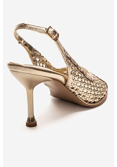 Luvishoes Bonıto Altın Örgü Kadın İnce Topuklu Ayakkabı