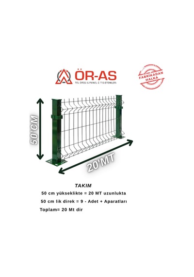 50'lik Panel Takım - 20 Mt + 1 Direk Avantaj Paket Yeşil Renk