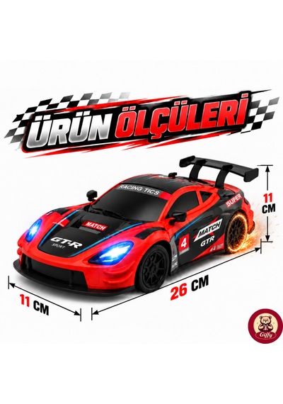 Uzaktan Kumandalı 2 Teker Kıvılcım Efektli Drift Yarış Arabası Şarjlı Led Işıklı Sesli Rc Spor Araba Sert Malzemeden Üretilmiştir Gerçekçi Tasarım Kırmızı
