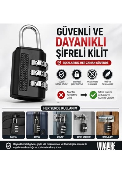40mm 3 Haneli Şifreli Asma Kilit Çelik Gövde Anahtarsız Güvenlik Bavul Dolap Çanta Spor Salonu Okul Kapısı İçin Dayanıklı Paslanmaz Kombinasyon Kilidi Seyahat Valiz Ve Çekmece Koruma Sistemi